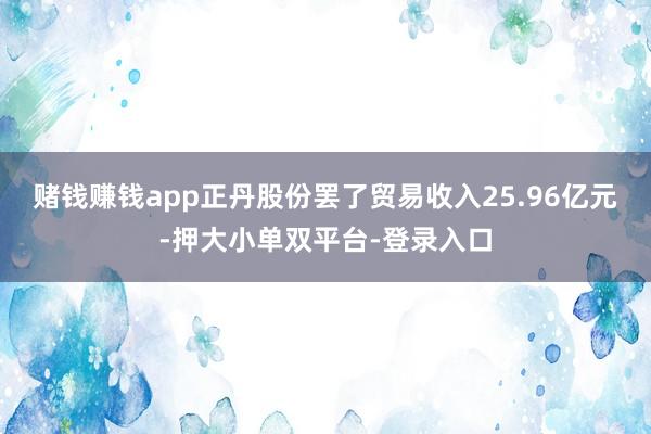 赌钱赚钱app正丹股份罢了贸易收入25.96亿元-押大小单双平台-登录入口